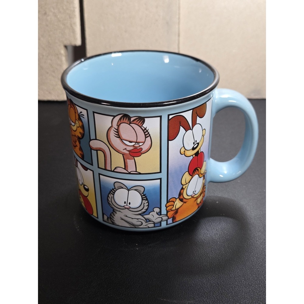 Garfield 20 oz Ceramic Mug Odie Nermal Arlene Jon Blue Coffee Cup 2024